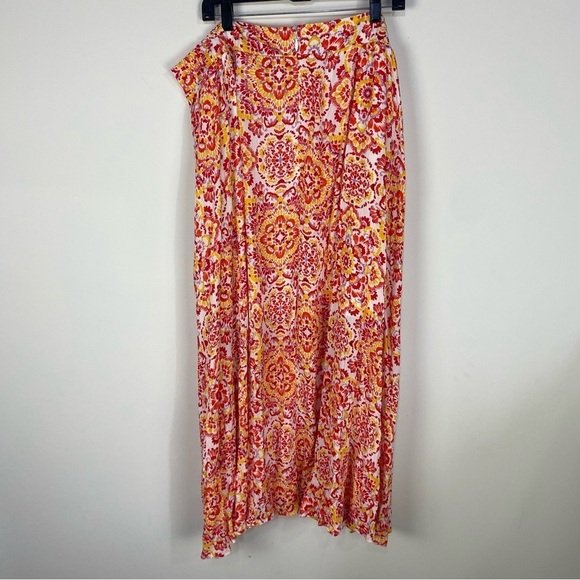 Torrid Yellow Orange Red Maxi Skirt with Pockets Boho Summer Flowy - Picture 2 of 4